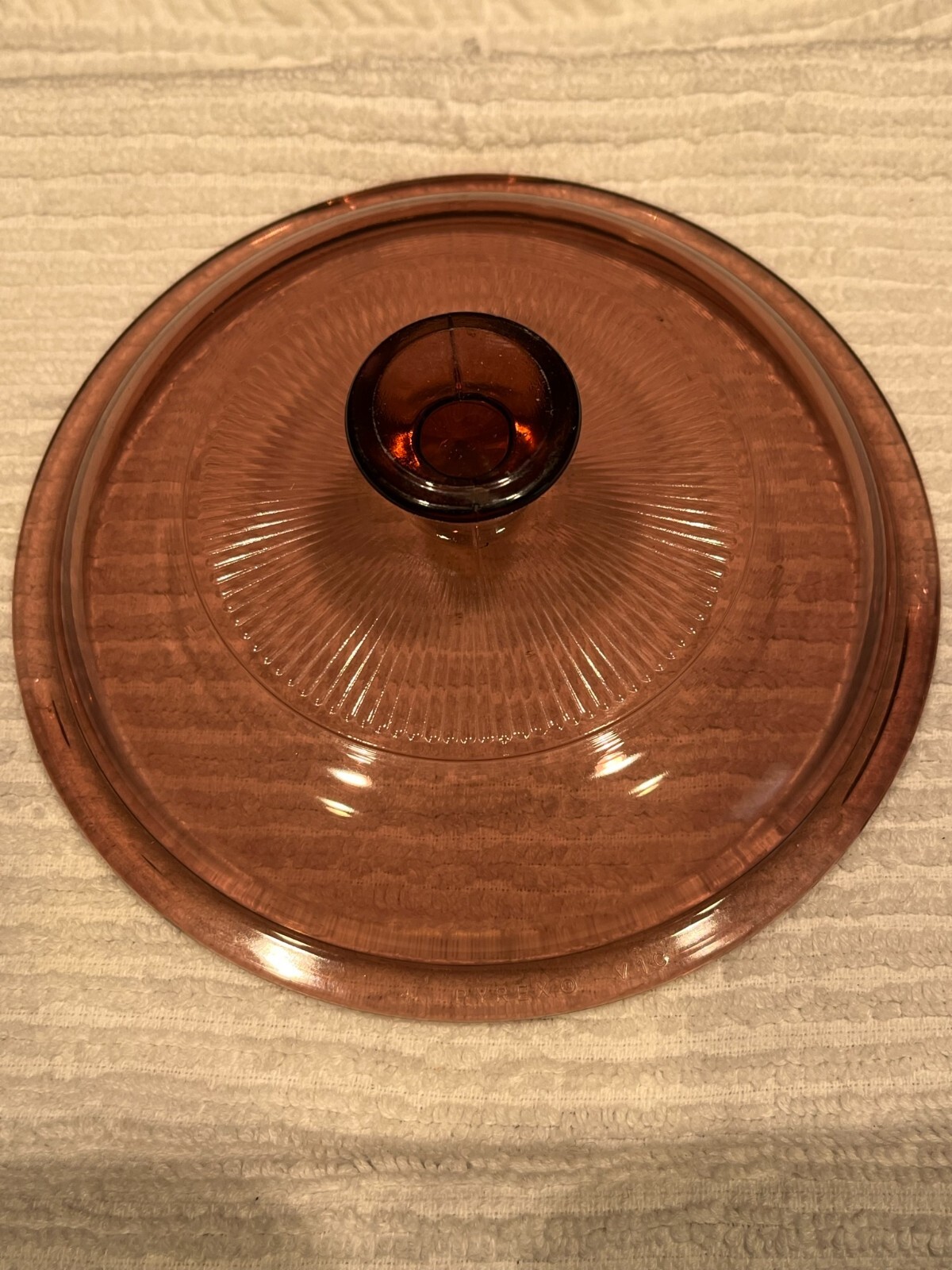 Pyrex Corning Ware Visions V-1-C Cranberry Ribbed Glass Round Replacement Lid