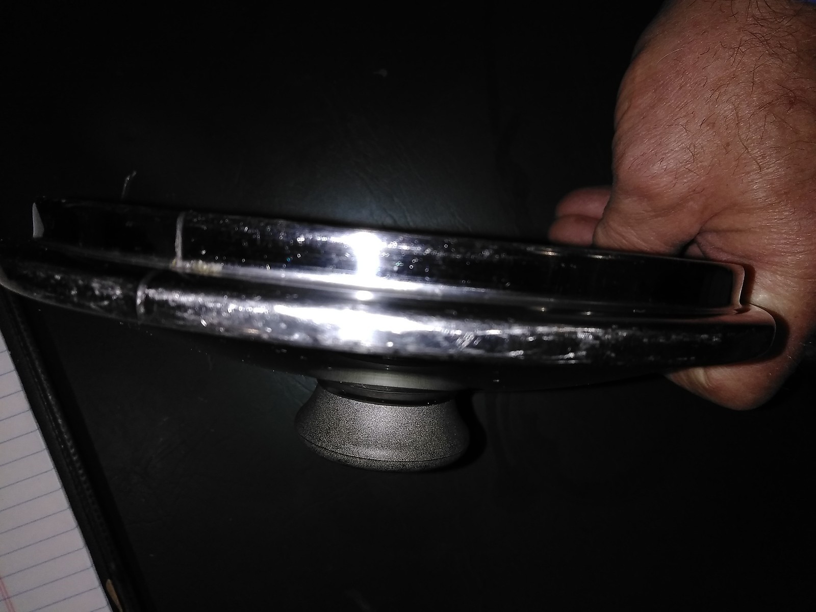 23HH50 GLASS SAUCEPAN LID: 7″ INSERT, 7-5/8″ LIP, FOR 7-1/8″ ID PAN, GOOD COND