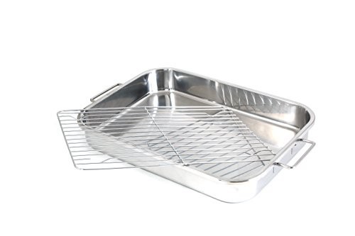 4 Piece Stainless Steel Lasagna Roasting Pan Set 2 Sizes 16.5×12 Inch Baking