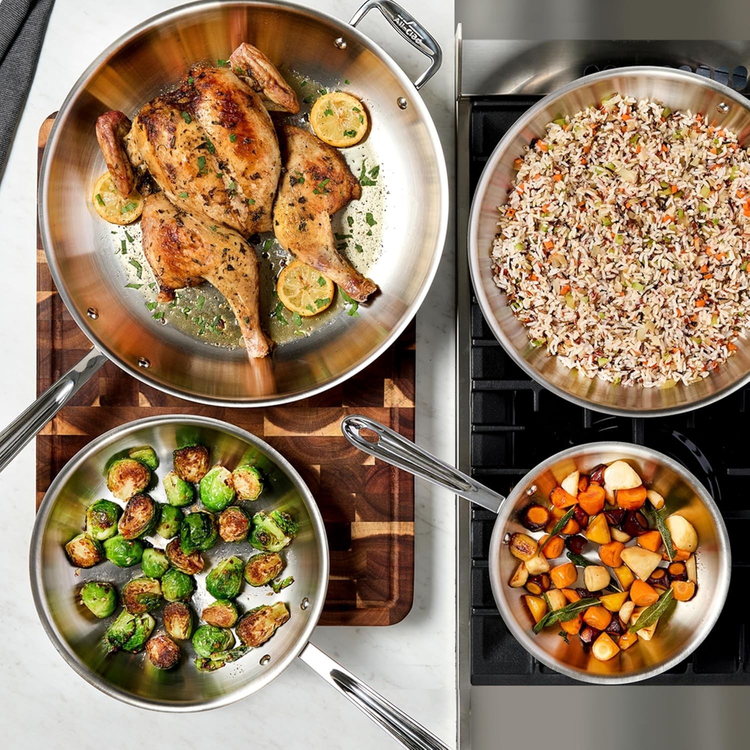 Versatile 10-Inch All-Clad Frying Pan – Stainless Steel, Oven Safe Up to 600°F