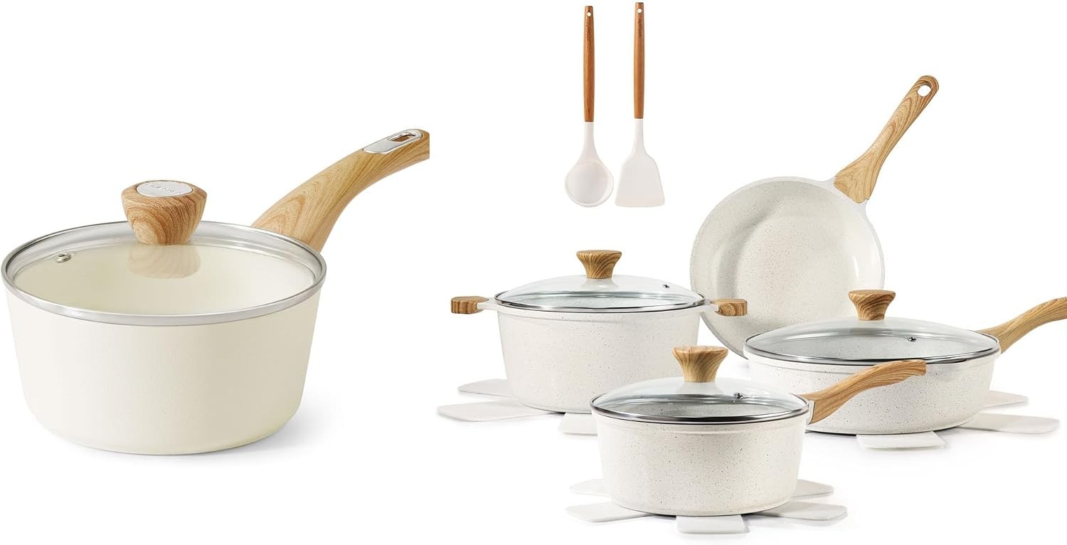 13-Piece Nonstick Ceramic Cookware Set,Silicone Tools and Pot Protectors,1.5