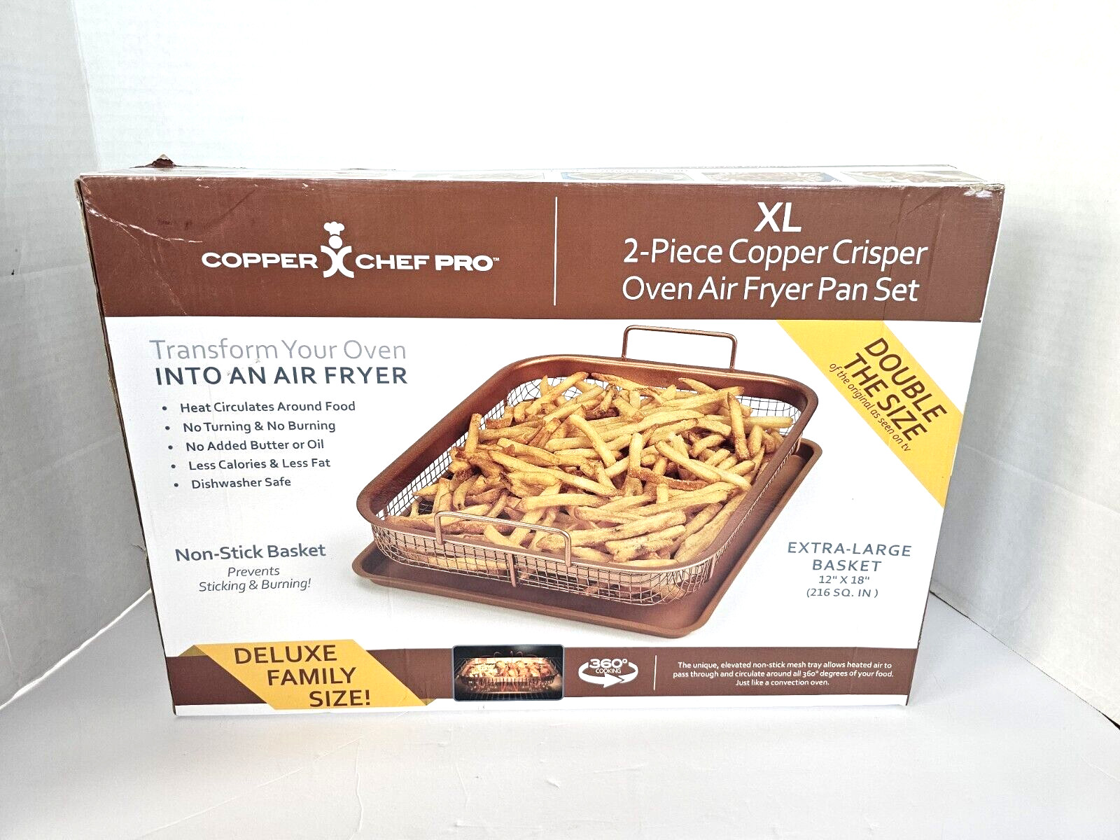 Chef Pro Copper Crisper Pro XL Crisper Baking Tray & Basket Nonstick Ceramic NEW