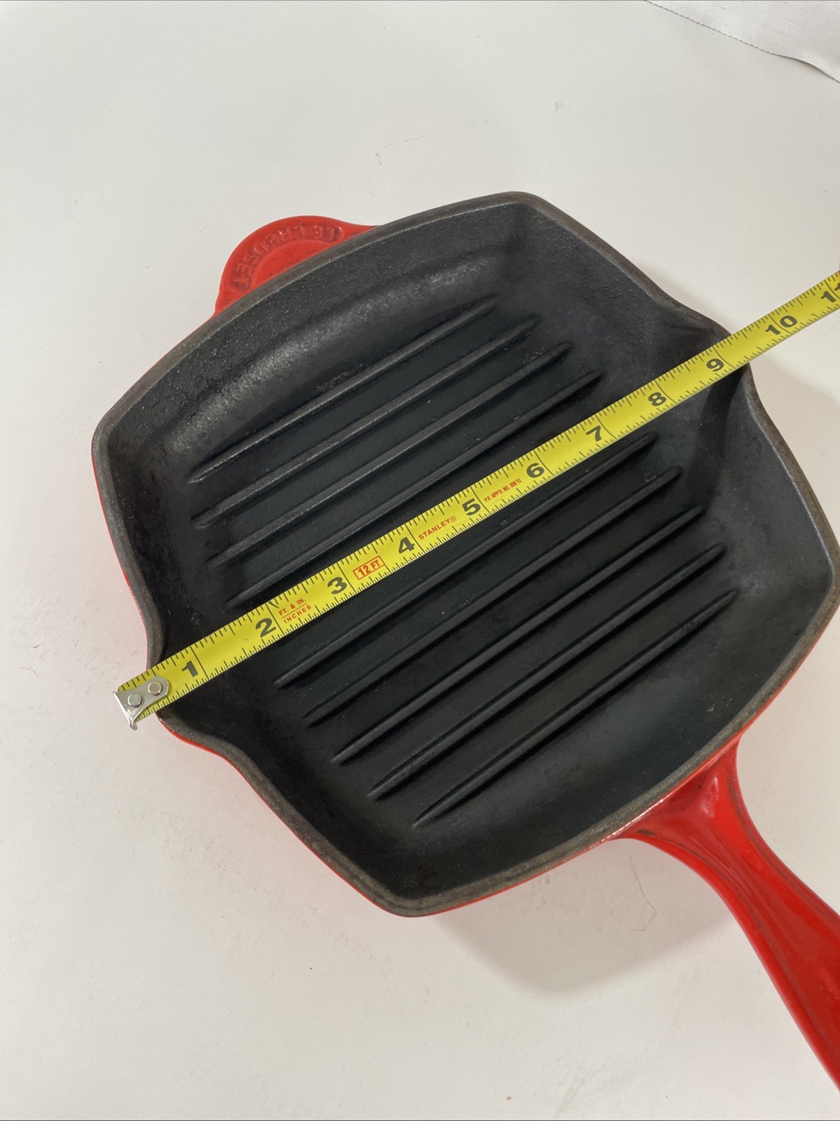 Le Creuset Flame Orange Enameled #20 Cast Iron Square Grill Pan Griddle