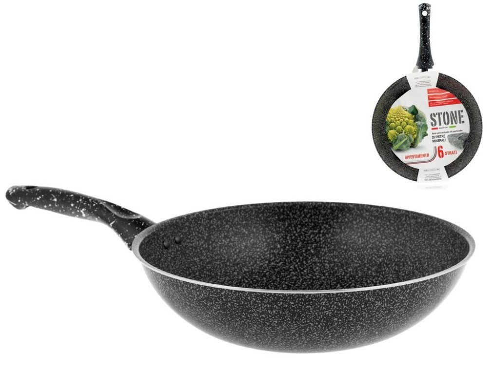 Pot Home Wok A Handle Non-Stick ‘Stone’ Cm28