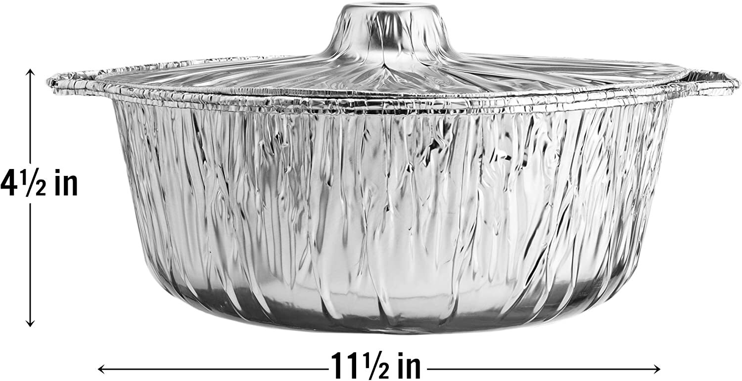 JetFoil Aluminum Round Foil Pan Heavy Duty Disposable Food Containers with Lids