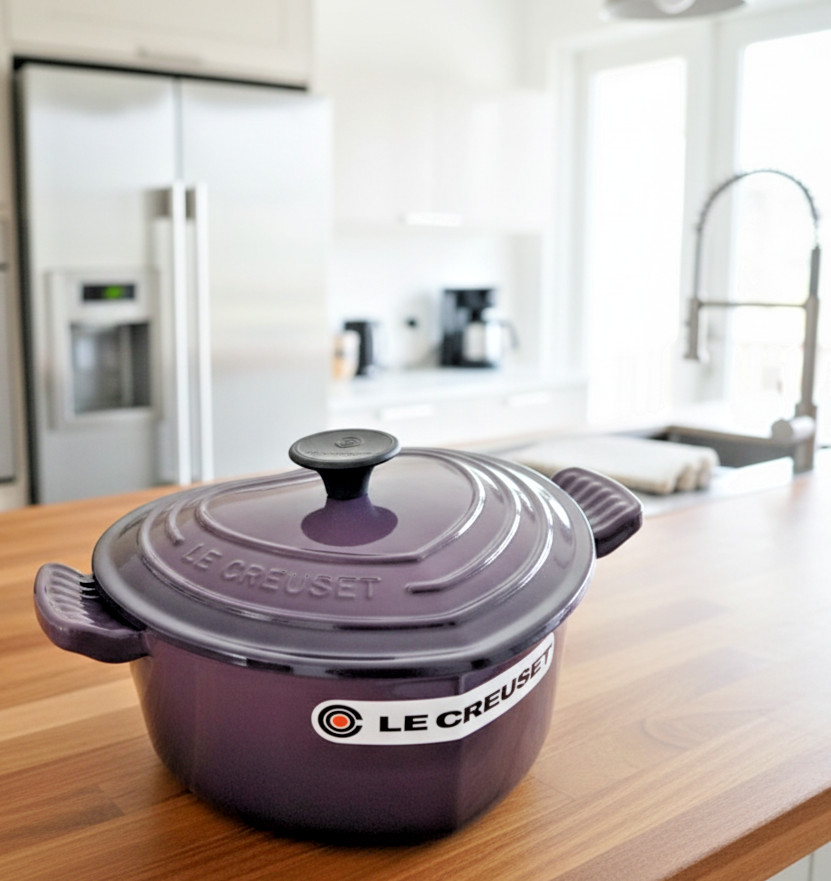 Le Creuset Cast Iron Cocotte d’Amour Heart Dutch Oven 20cm 7.9in Cassis Box