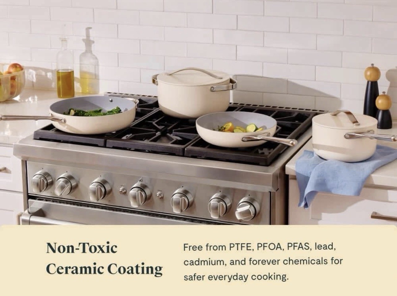 Caraway Ceramic Non-Stick Twelve-Piece Pan Set in Sage with Lids and Organizers
