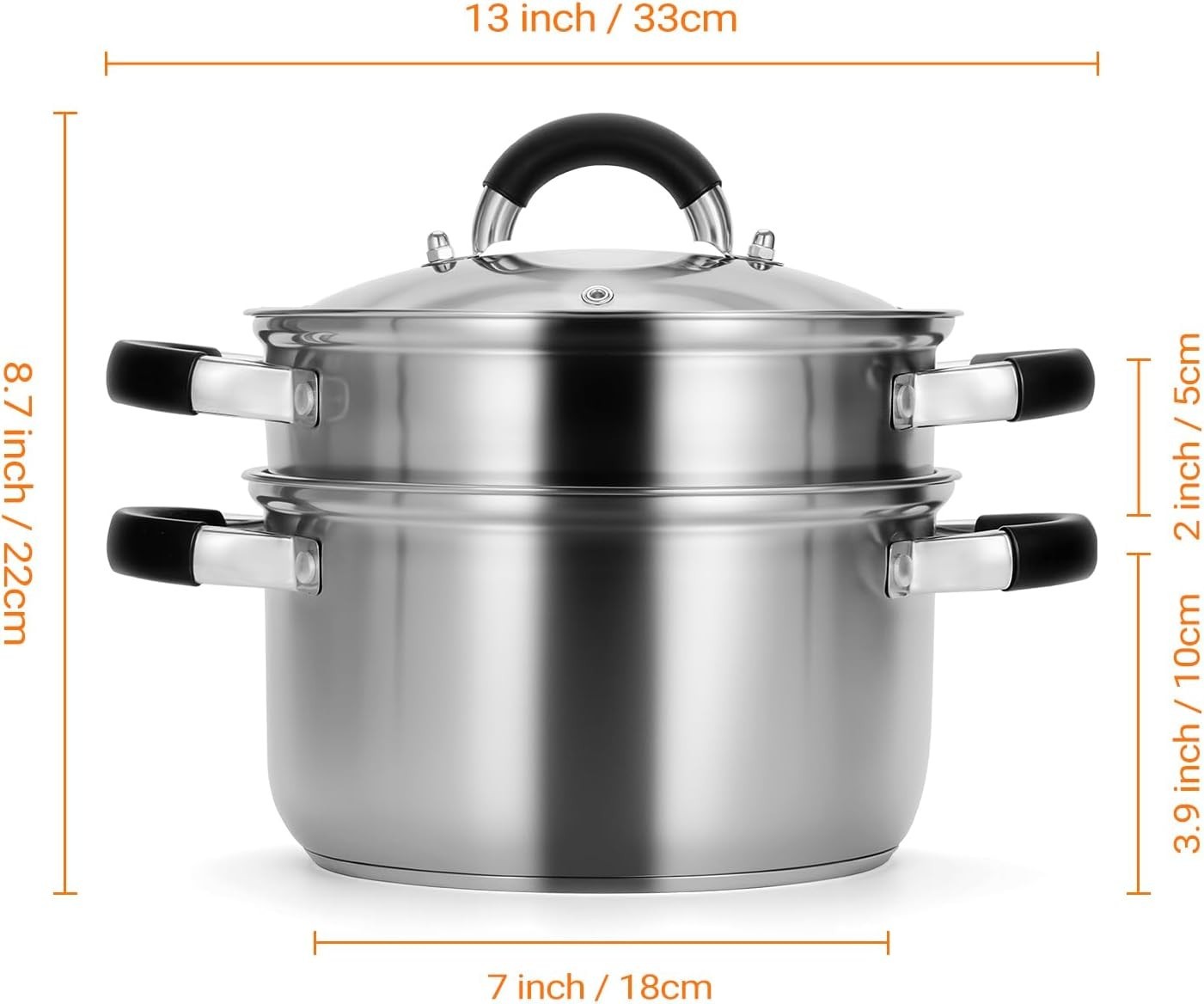 3.2QT Steamer for Cooking – Stainless Steel Steam Pot with Steamer Basket, Cooki