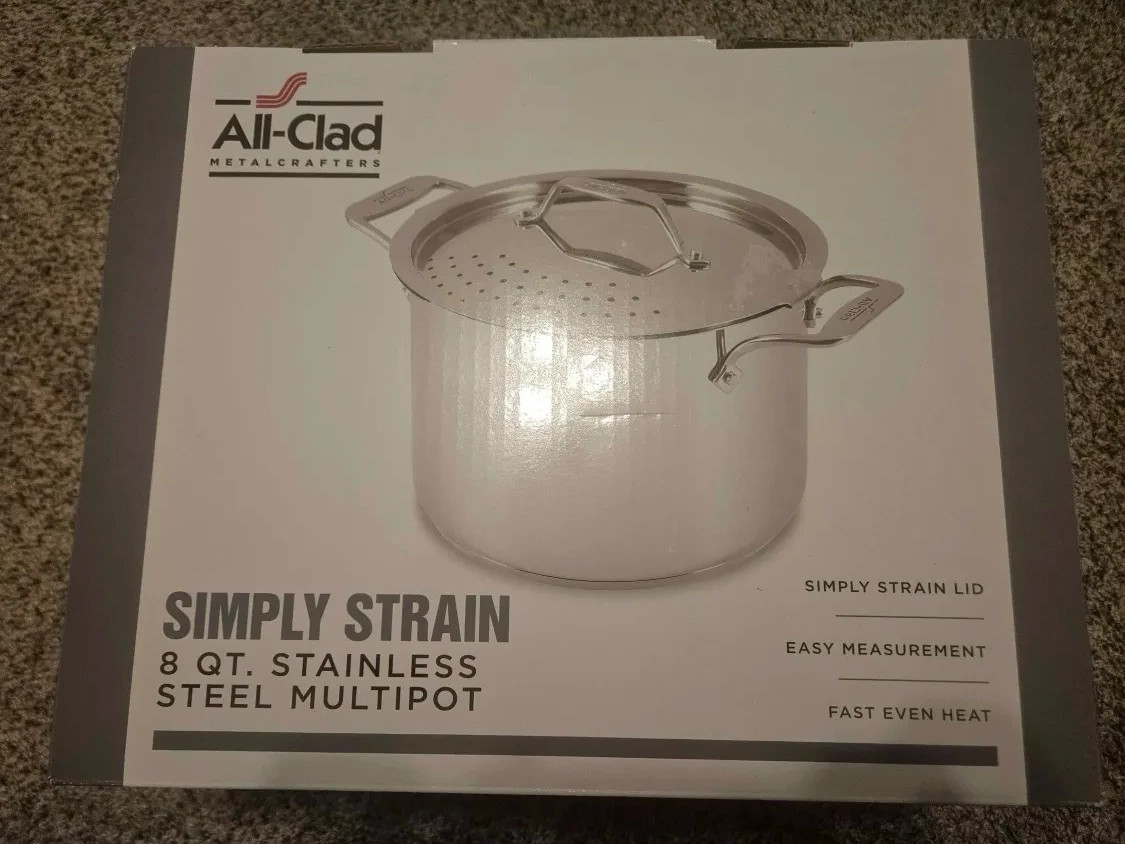 All-Clad All Clad Simply Strain Stainless Steel Stockpot W/ Lid 8 Quart