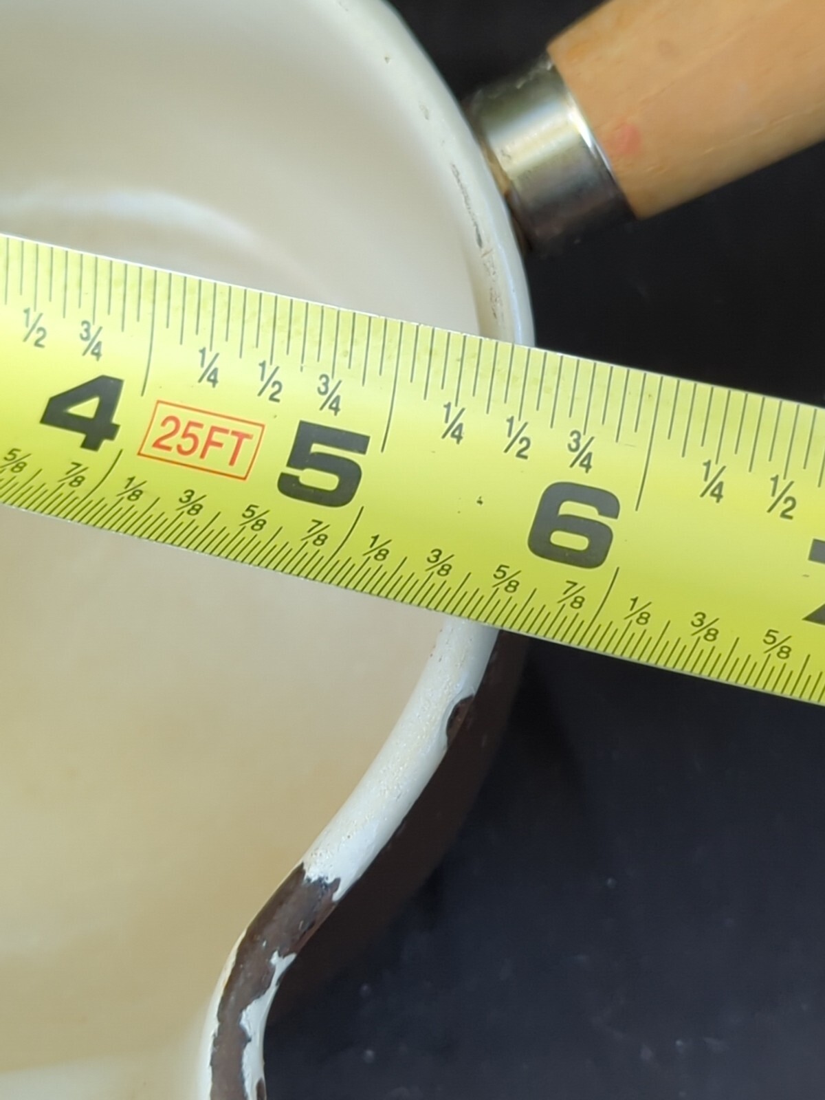 Vintage Le Creuset Enameled Cast Iron #14 Sauce Pan With Lid Wood Handle Brown