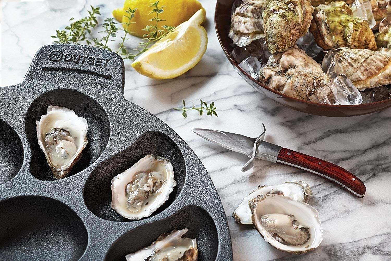 Cast Iron Oyster Grill Pan, 12 Cavities, Black Oyster BBQ and Serving Pan