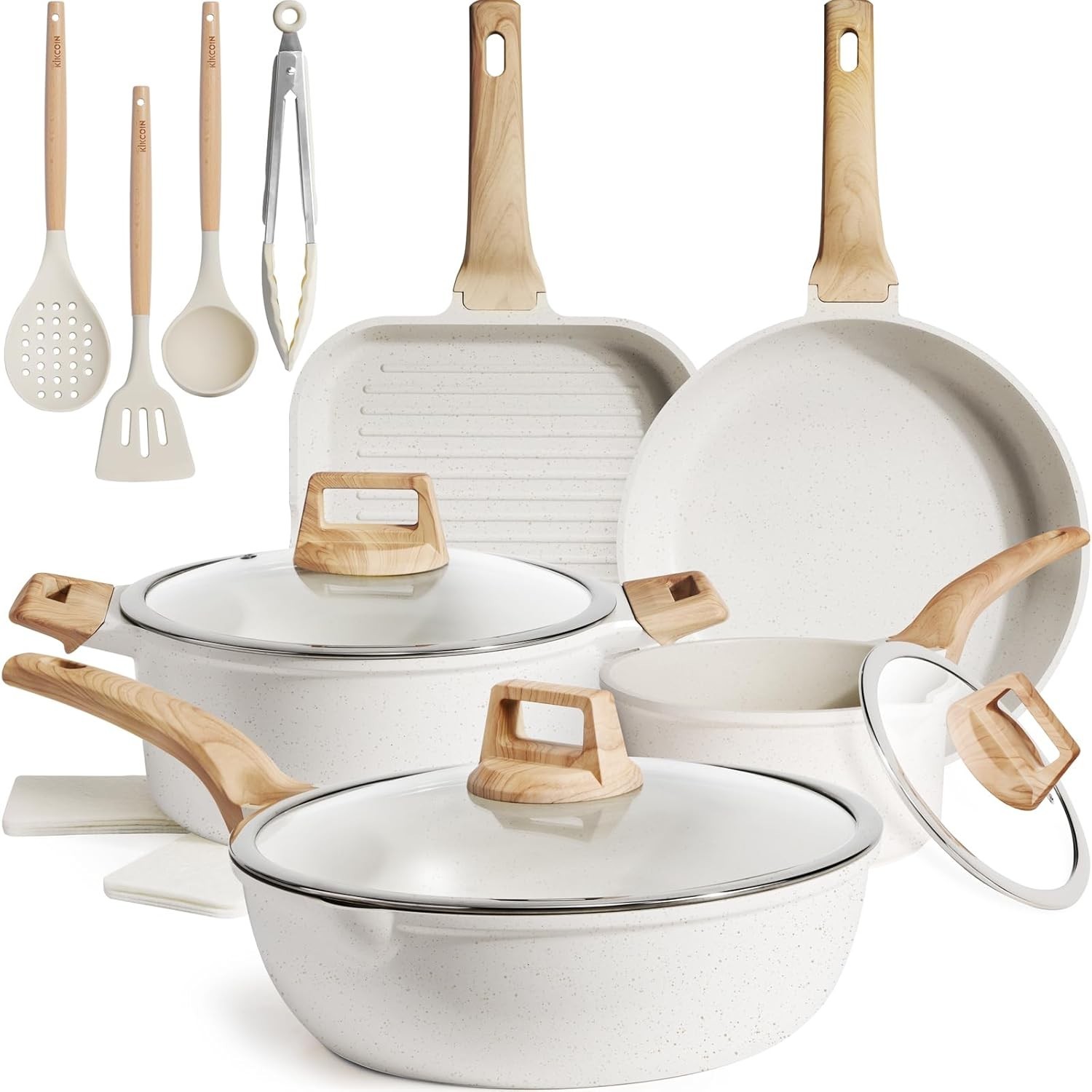Ceramic Pots and Pans Set Nonstick Teflon Free Induction Cookware Kitchen