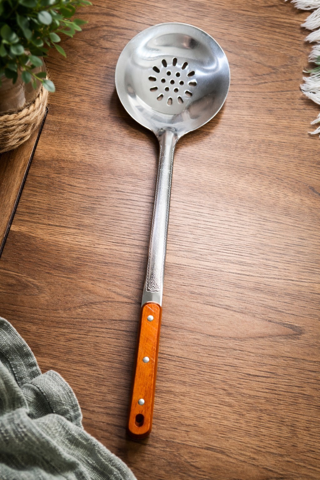 18 Inches Uzbek Skimmer Spoon Shumovka With Wooden Handle
