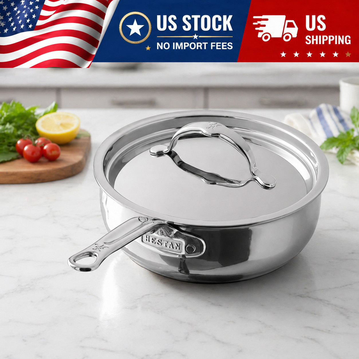 Hestan NanoBond 2-Qt Molecular Titanium Saucier Pan Induction Made in Italy