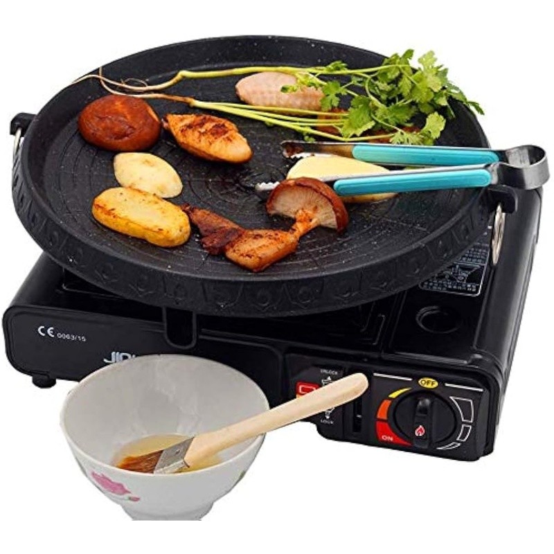 Korean BBQ Grill Pan Nonstick Smokeless Tilt Design Indoor Outdoor Cooking New