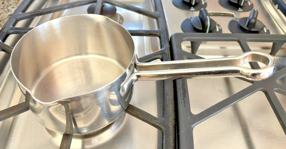 Revere Ware Pro Line Copper Core Stainless 1/2 Qt Double Spout Saucepan Pot 6744