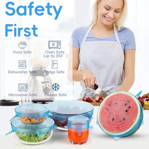 12PCS Silicone Stretch Lids for Food Storage, 6 Specifications of Reusable Si…