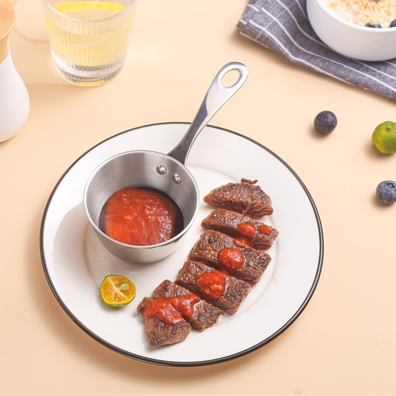 Mini Sauce Pan, Tri-Ply Stainless Steel Pot with Stay-Cool Handle Heating Sau…
