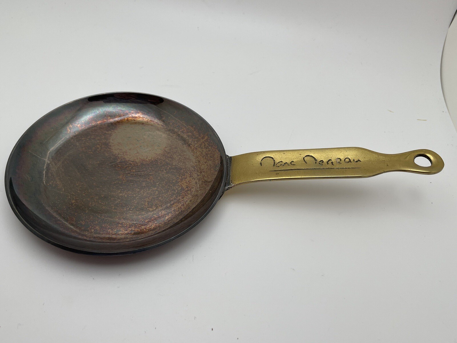 Marc Meneau French Chef Michelin Frying Pan Copper? Brass? SIGNED 9″ Roux