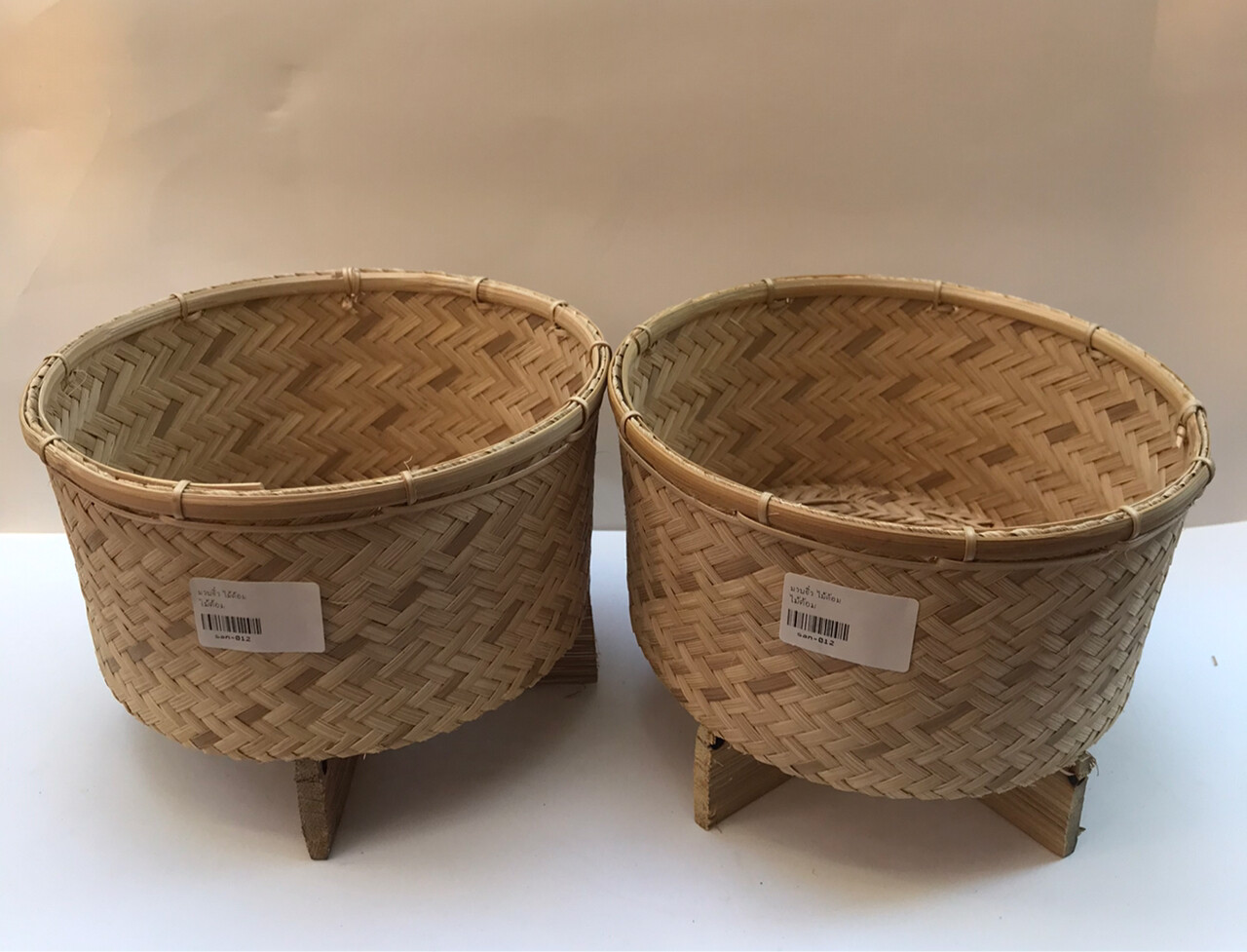 Vintage Thai Handicraft Cooker Bamboo Basket Steamer Sticky Rice Dim Sum X 2