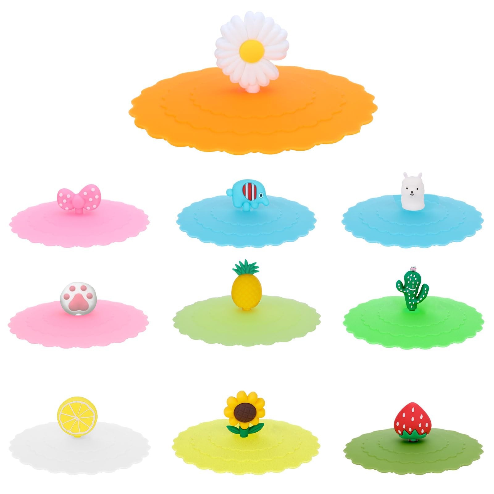 10 Pcs Silicone Cup Lids for Cups, Mugs, Beer Glasses, Reusable Food Grade An…