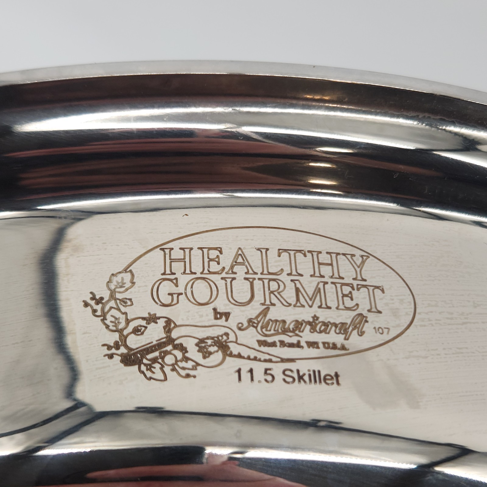 Americraft Healthy Gourmet 11.5″ Stainless Steel Skillet Pan Lid USA