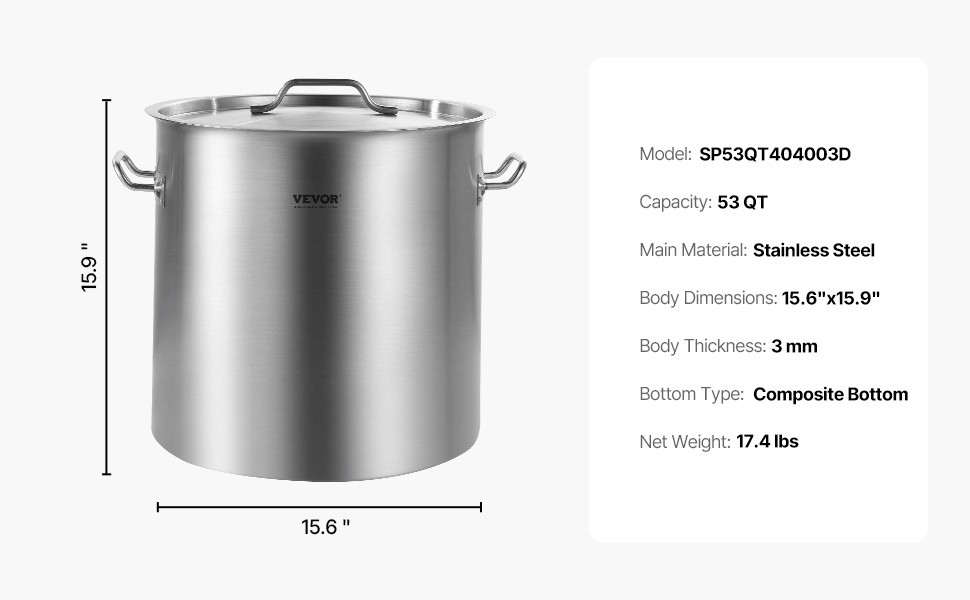 53 Quart Vevor Stock Pot. Bought but never used and still new in box