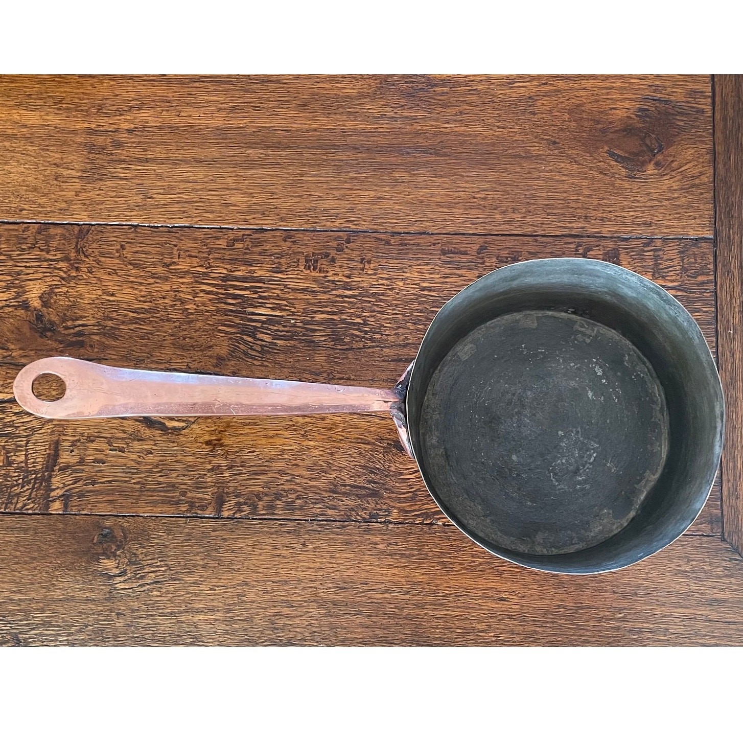 Vintage Large French Copper Saucepan with Copper Handle, Hammered Texture