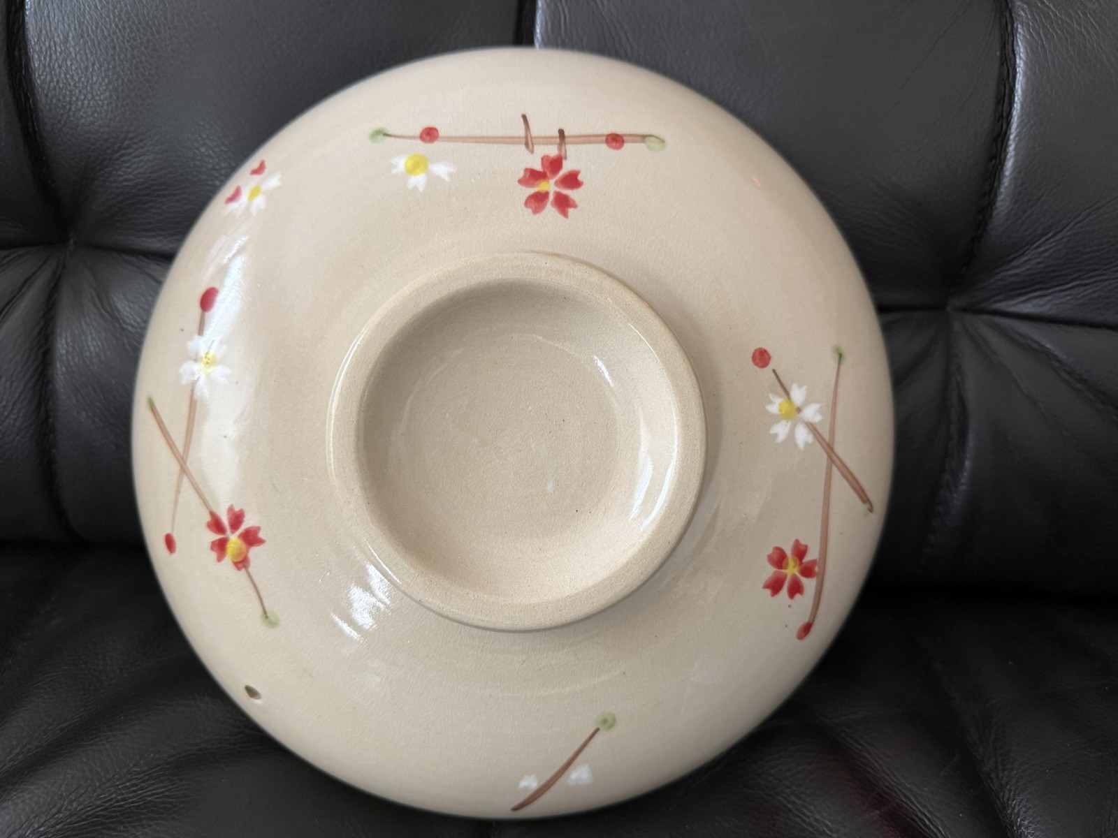 1x Clay Pot Lid Japanese Large Donabe Earthenware Clay Cherry Blossom Lid 10″