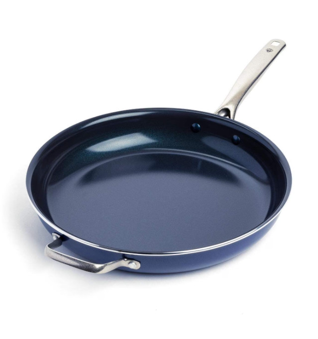 Blue Diamond Ceramic Nonstick 14″ Open Frypan/Skillet with Helper Handle