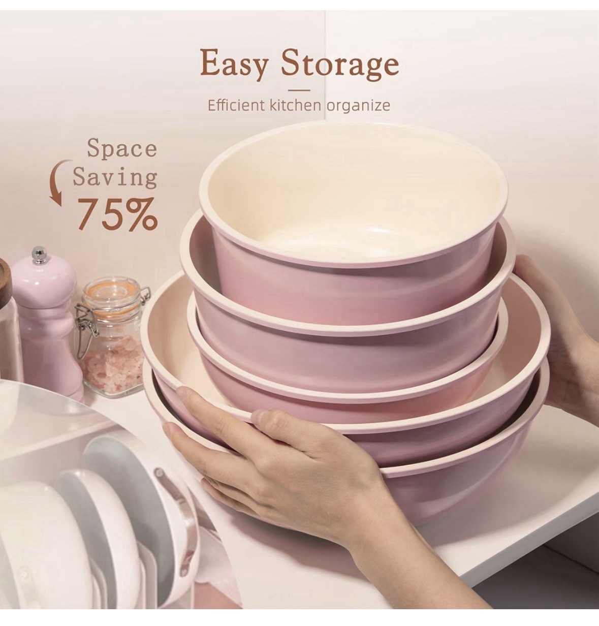 Astercook 20-Piece Ceramic Pots and Pans Set, Nonstick Cookware Set Pink