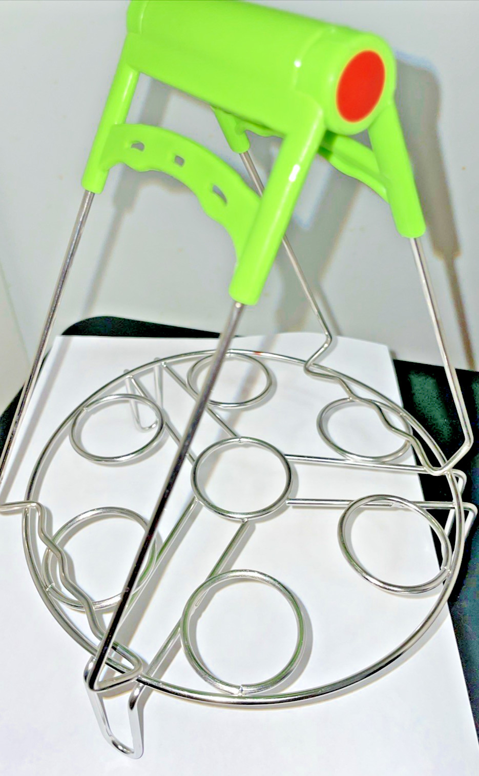 Itaparica 2-Pc Stainless Steel Egg Steamer Rack for Pressure Cooker+Green Lifter