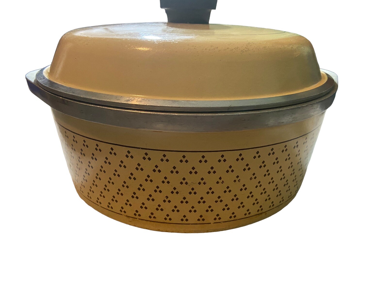 Vintage Sears Roebuck Cast Aluminum Nonstick Interior Harvest Gold Dutch Oven