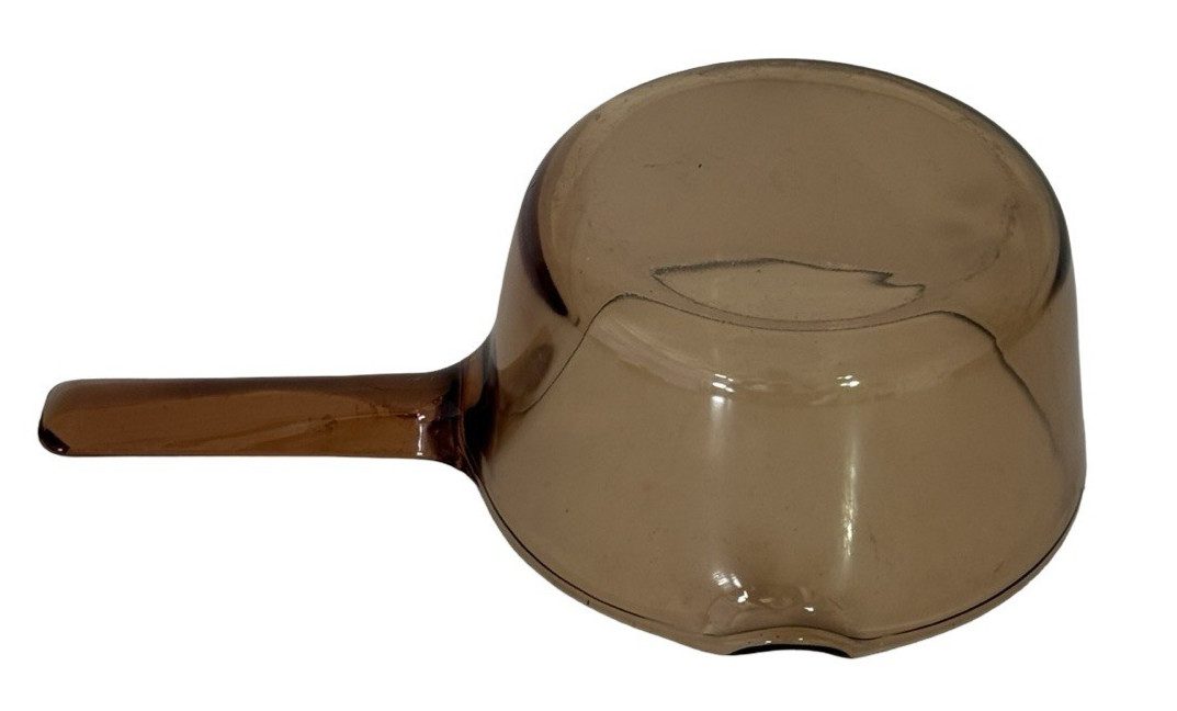 Vintage Vision Corning Ware USA 1 Liter Amber Saucepan Pot w/Pour Spout