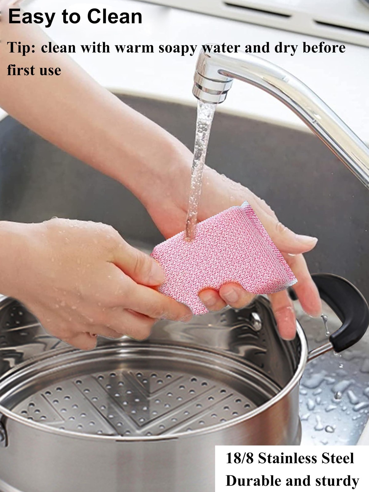 7.1 Inch 2.1 QT Small Vegetable Steamer Pot Induction Stainless Steel Steam