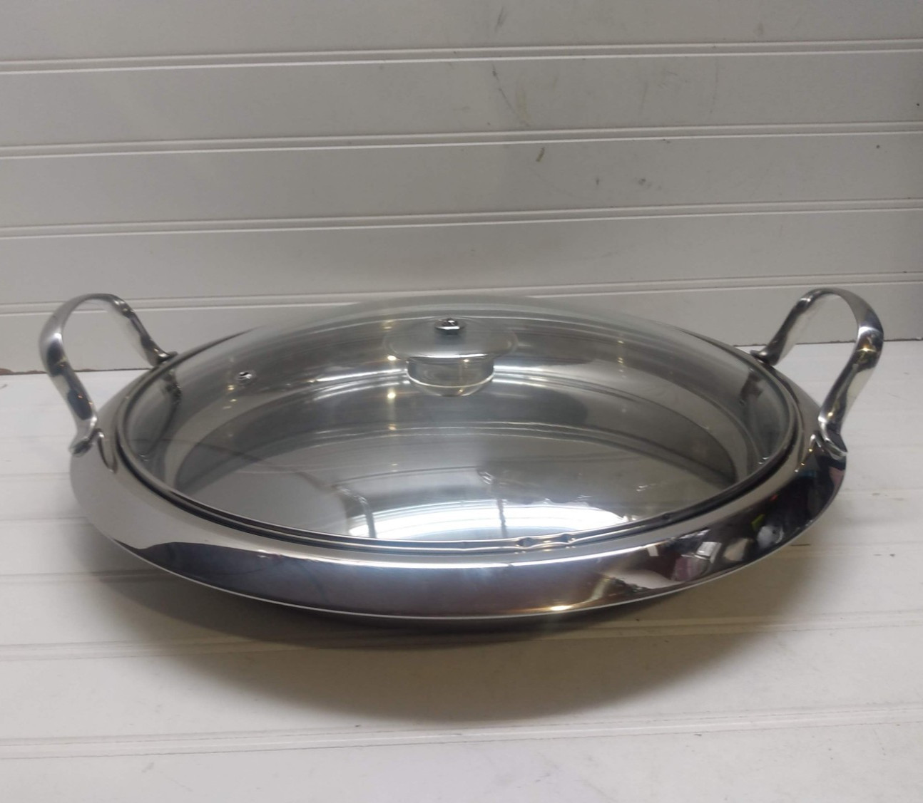 Chef’s Ware Townecraft 12″ Skillet Stainless Frying Pan Serving Dish & Glass Lid