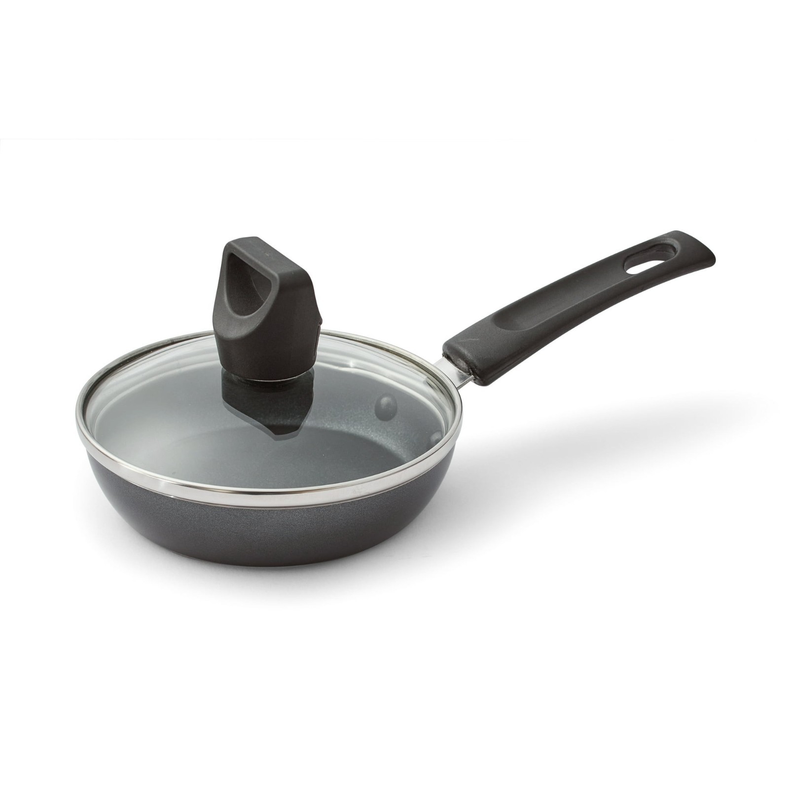 Easy Care Nonstick Cookware, Covered One Egg Wonder Fry Pan, 4.5 inch, Black