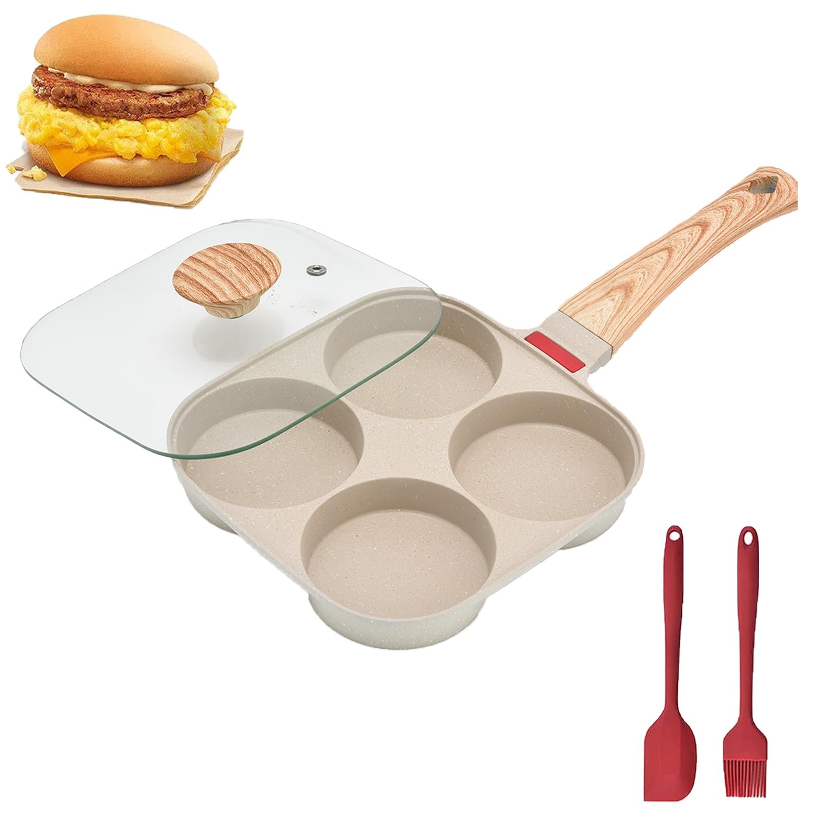 Nonstick Fried Egg Frying Pan 4 Cups White Aluminium Alloy Breakfast Cooker