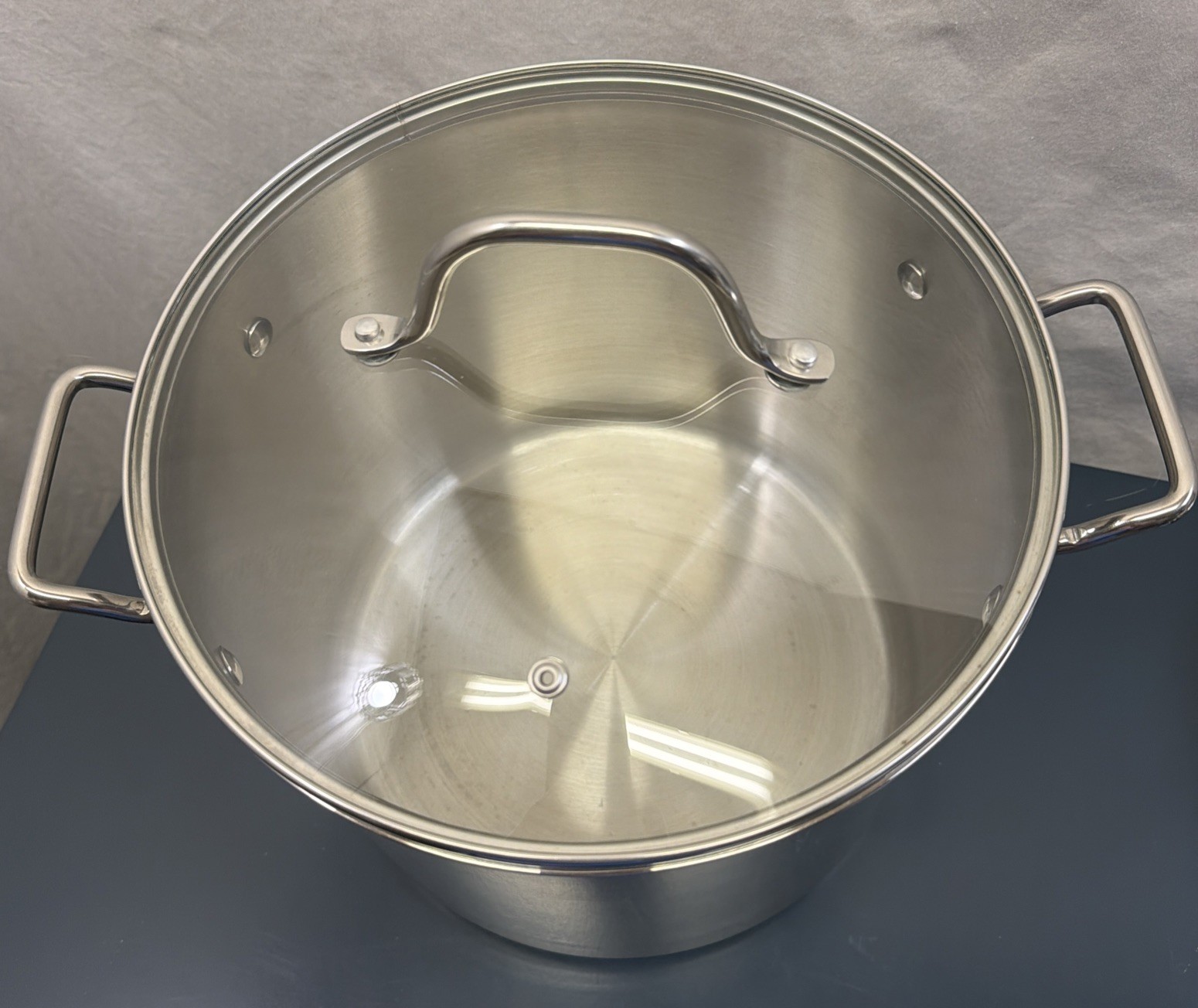 LNT Home Professional 12 Quart Stockpot Stainless Steel With Glass Lid
