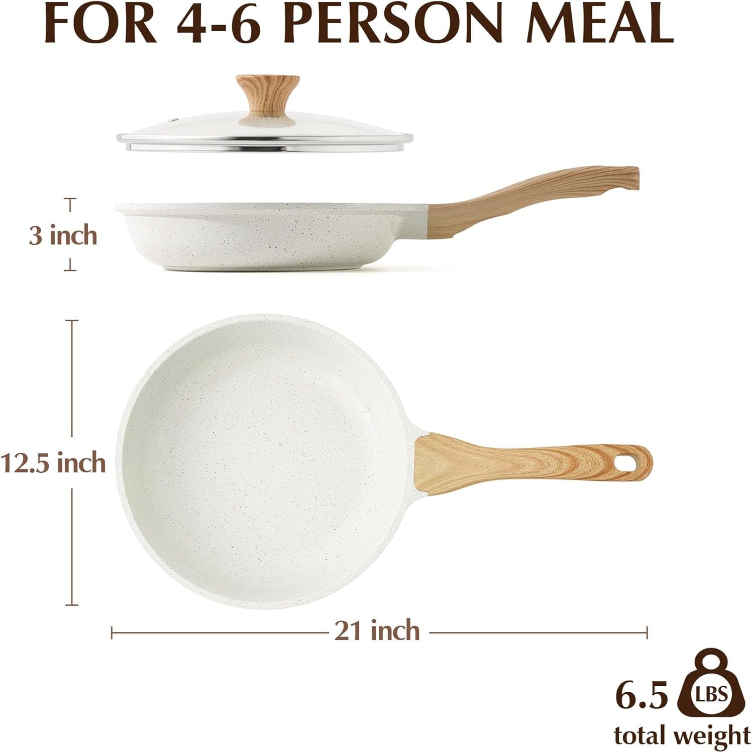 Nonstick Ceramic Skillet with Tempered Lid – Induction Ready 12.5 Inch