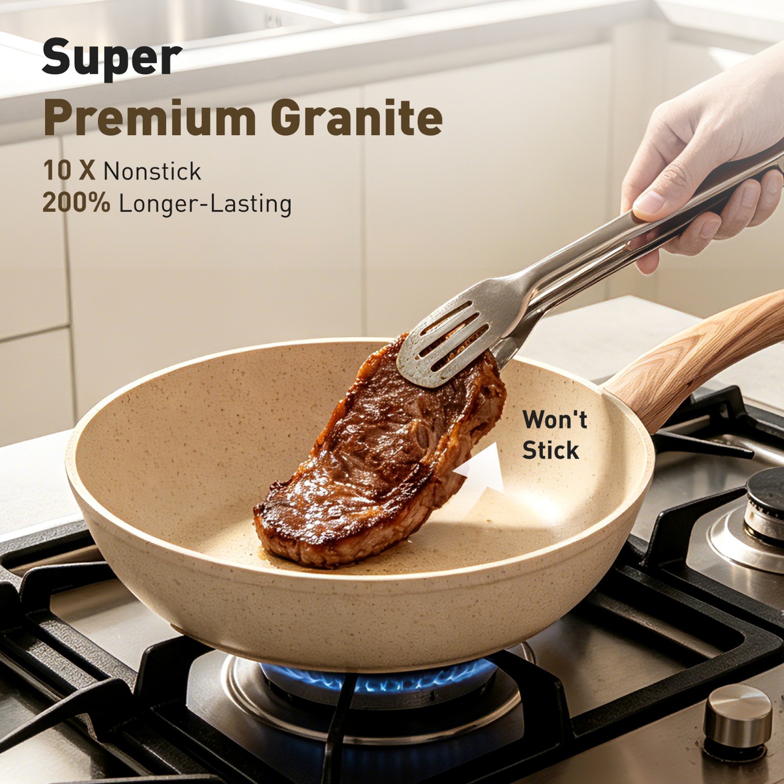 12 Pieces Pots & Pans Set Kitchen Nonstick Cookware Set Granite Coated with Lids