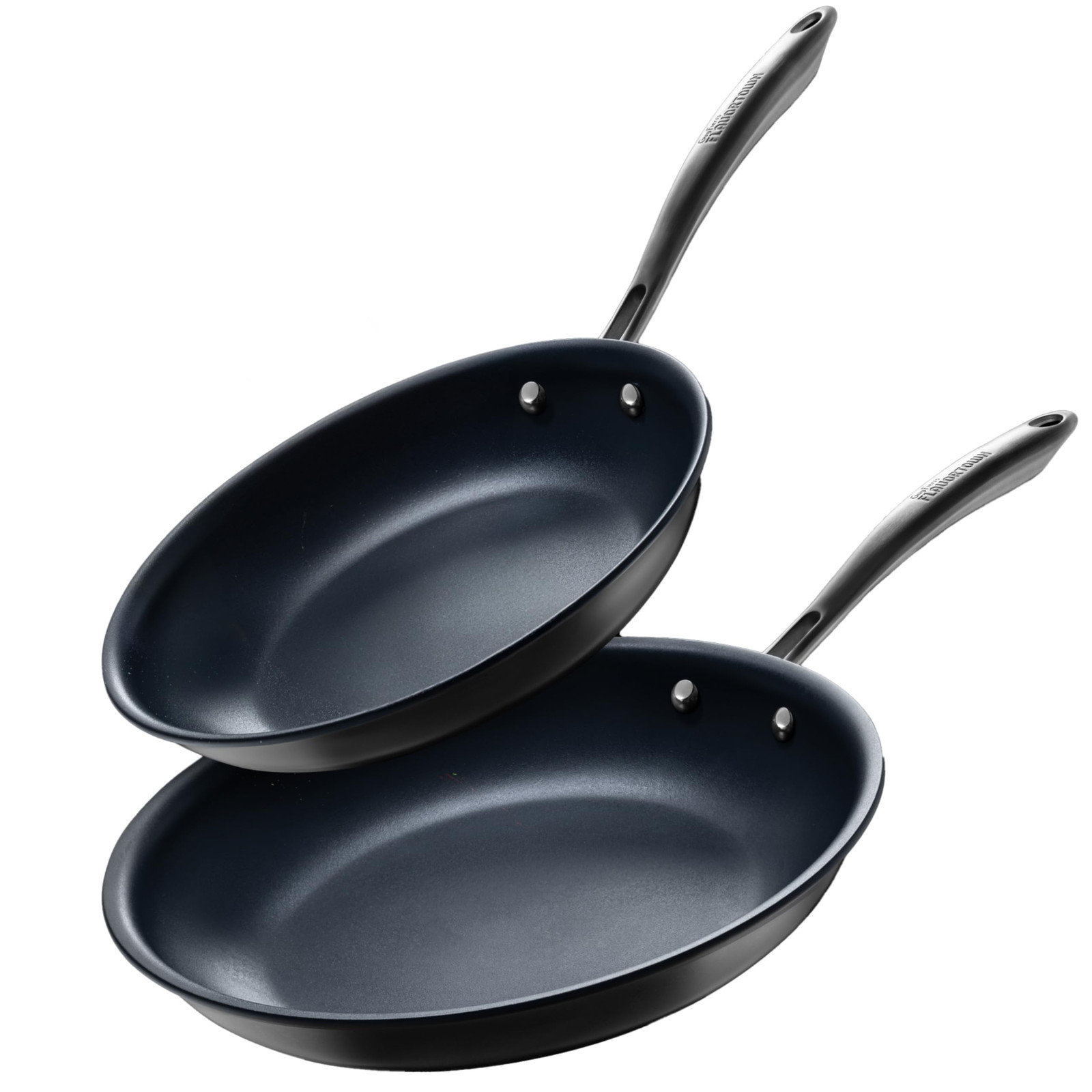 Guy Fieri’s Flavortown Laser Titanium 2 Pcs Fry Pan Set 8.5″ and 10″ – Non-st…