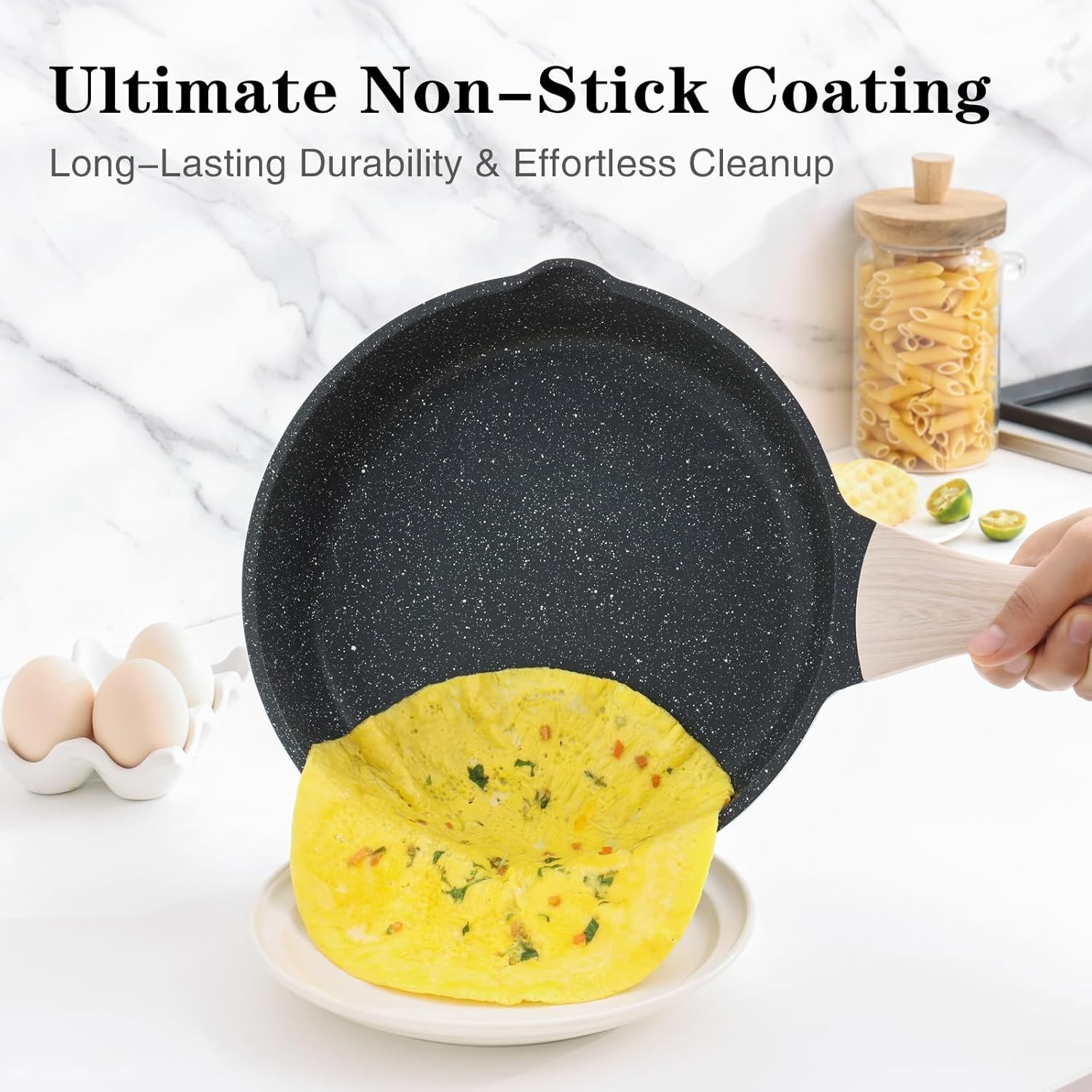 Nonstick Frying Pan, 12.5 Inch Large Skillet, Granite Cooking Pan, Healthy an…