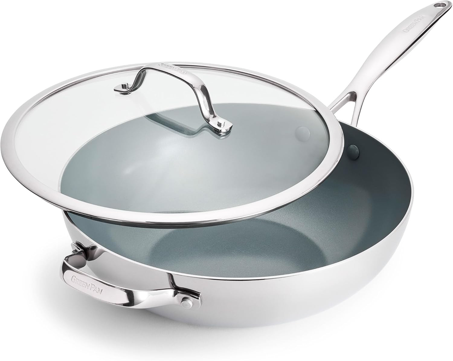 Valencia Pro 12” Tri-Ply Stainless Steel Wok with Healthy Nonstick Coating