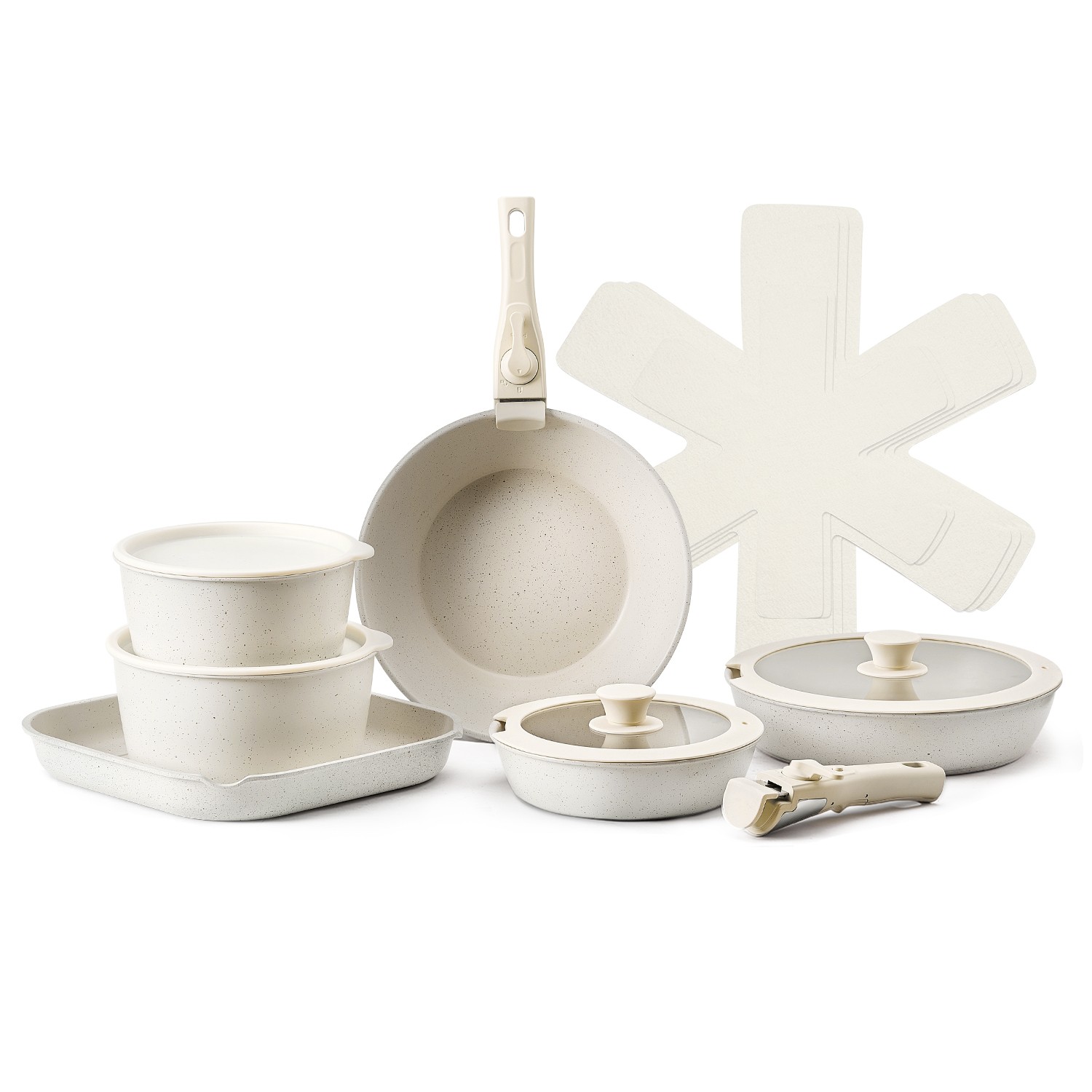 Uimoso 17 Piece Pots and Pans Set Granite Nonstick Kitchen Cookware Induction