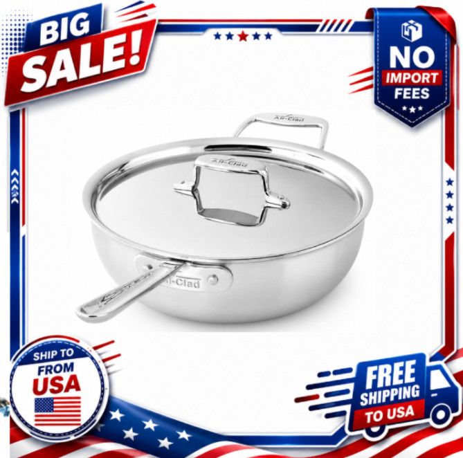 All-Clad D5 Stainless Steel Essential Pan with Lid 4 Qt USA