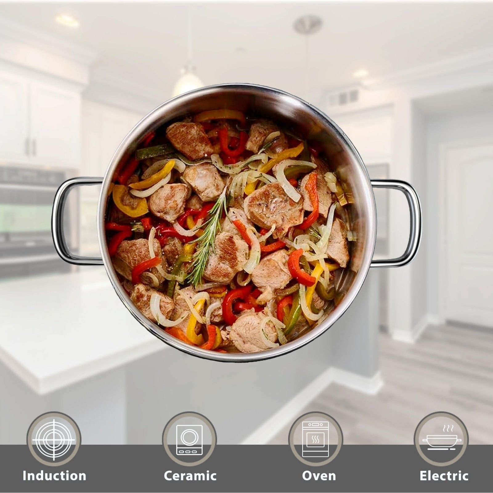 6-Piece Stainless Steel Nonstick Cookware Set – Induction, Gas & Electric Safe,