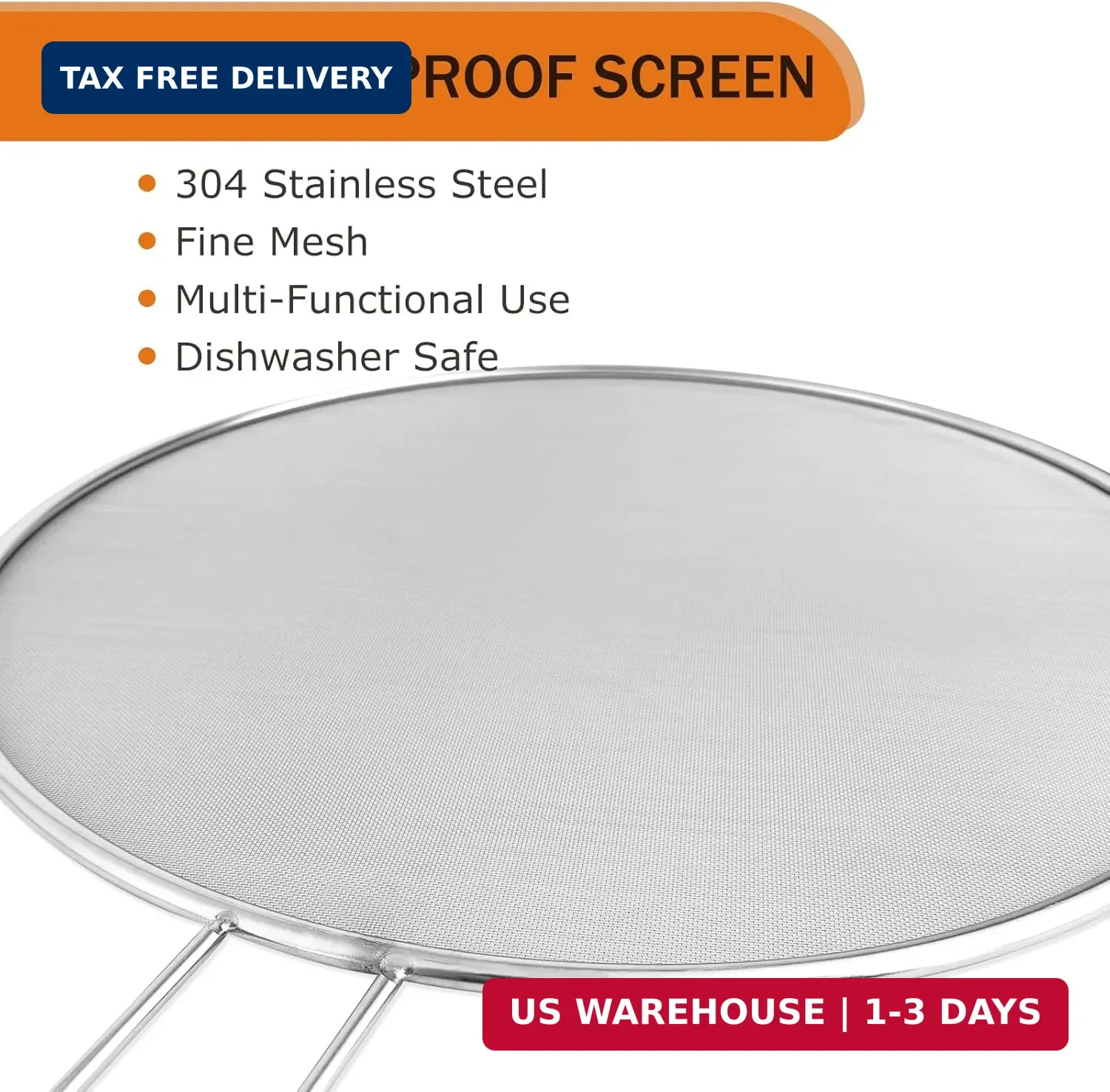 Stainless Steel Splatter Guard, 13-Inch Silver Grease Splatter Guard for Frying