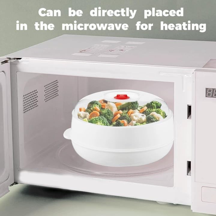 Microwave Steamer – Plastic Vegetable Steamer with Lid, BPA Free, Cookware, H…