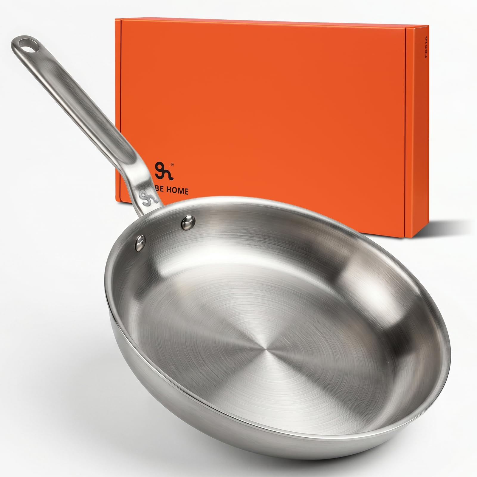 GLOBEHOME 12 Inch Stainless Steel Frying Pan – 5 Ply Stainless Clad Skillet w…